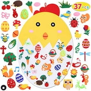 Max Fun Easter Felt Crafts for Kids Chick Stickers Set with 37PCS DIY Ornaments Home Decoration Wall Hanging Felt Craft Kits for Easter Party Favors