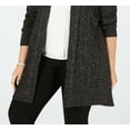 thumbnail image 3 of Karen Scott Women's Petite Largeus Size Pointelle Open Front Cardigan Gray Size 1X, 3 of 3