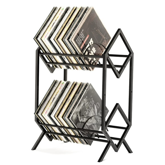 Soporte de almacenamiento de discos de vinilo RUILALIFE de 2 niveles para 200 LP