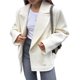 thumbnail image 2 of Abrigo de Lana Estilo Retro Francés para Mujer, Estilo Clásico, Otoño-Invierno, con Solapa, Larga, Holgado, Cruzado Crema M, 2 of 10