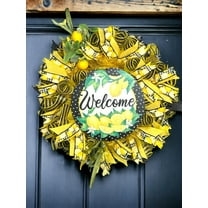 Welcome Wreath, Lemon Wreath, Summer Spring Wreath