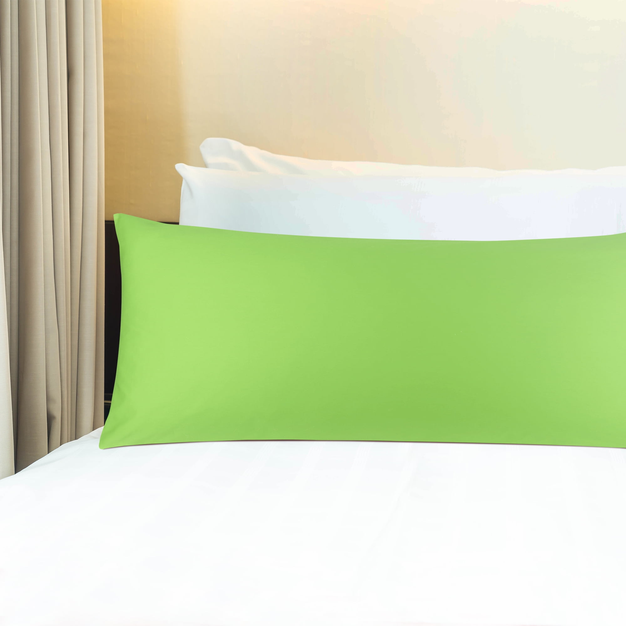 3 Pack Breathable Egyptian Cotton Body Pillow Covers, 20" x 48", Green