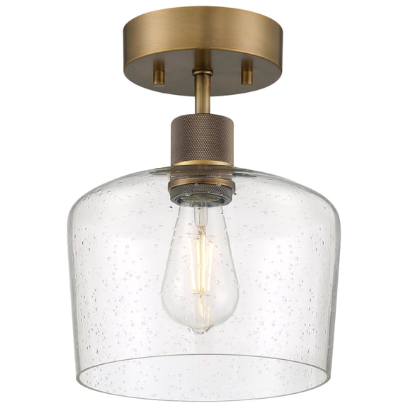 63147LEDDLP-ABB/SDG Access Lighting Port Nine - 9W 1 LED Semi-Flush Mount In Transitional Style-11.75 Inches Tall and 9 Inches Wide-Antique Brushed