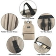 thumbnail image 5 of Classic Solid Color 17 Inch Backpack with Front Zipper Accessory Pocket, Dual Zipper Closure & Padded Shoulder Straps for Work, Office, Gym, Sports, Travel, Commute & Recreation in Khaki, 5 of 7