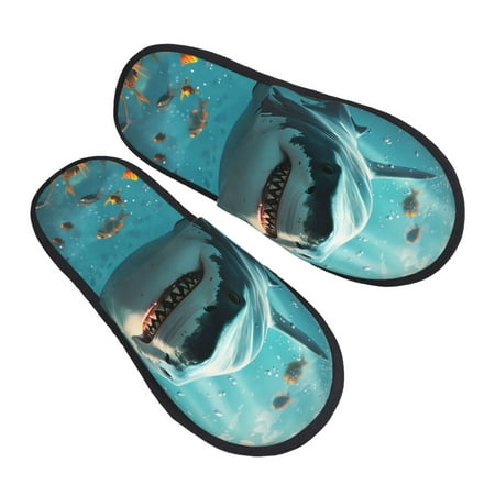 

Kdxio Realistic Ocean Shark Pattern Slippers for Women Memory Foam Fuzzy House Slippers Bedroom Non-slip Warm Womens Slippers