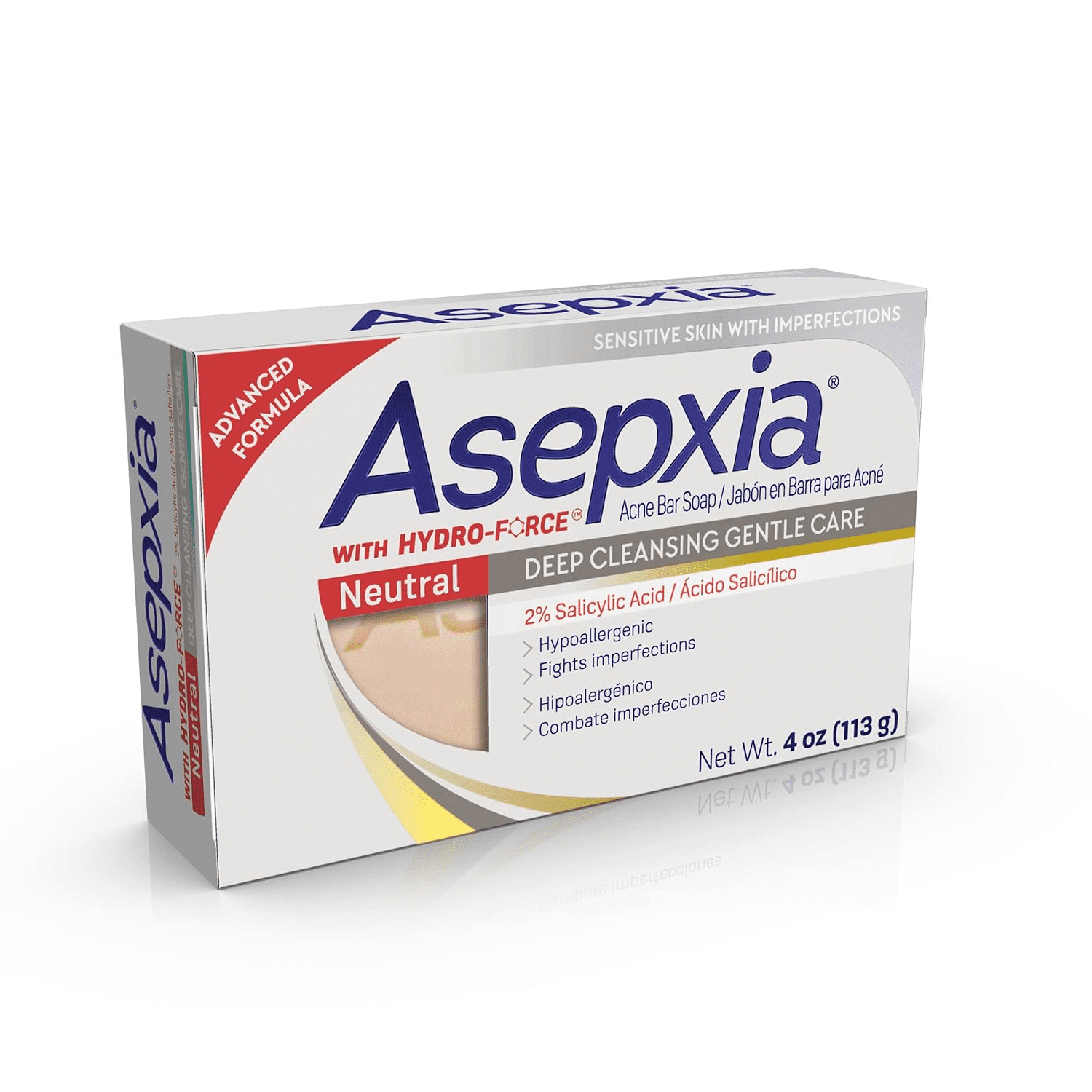 Asepxia Neutral Deep Cleansing Bar Soap with Salicylic Acid, 4 oz, Acne Treatment