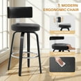 thumbnail image 2 of 29"Swivel Counter Height Bar Stools Set of 2, Upholstered Modern Faux Leather Barstools with Back&Walnut Wood Legs Counter Stools with Footrestfor Kitchen Island, Black, 2 of 10