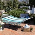 thumbnail image 5 of Sunnydaze 2-Person Quilted Polyester Spreader Bar Hammock, 600 lb Capacity - Lagoon Stripes, 5 of 12