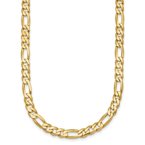 Diamond2Deal 14K Yellow Gold Polished Solid 5.8mm Figaro Chain Necklace for Women 20"