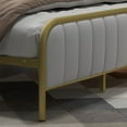 thumbnail image 4 of Double Bed, Metal Tube Vertical Gold Frame Bed, Velvet Upholstered Bed Frame with Headboard, Heavy Duty Platform Bed Frame, No Box Spring Required, Assembled Bed Frame,Noiseless, Queen, Off White, 4 of 8