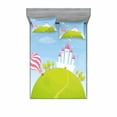 thumbnail image 2 of Cartoon Bedding Set with Sheet & Covers, Fantasy Castle on Top of the Hills and Hot Air Balloon in Sunny Sky Day Kids Art, Printed Bedroom Decor 2 Shams, 4 Sizes, Multicolor, by Ambesonne, 2 of 3