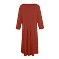 thumbnail image 5 of Qwertyu 3/4 Sleeve Fall Dresses for Women 2024 Fashion Crewneck Flowy A Line Dresses Trendy Casual Midi Dress Camel 3XL, 5 of 5