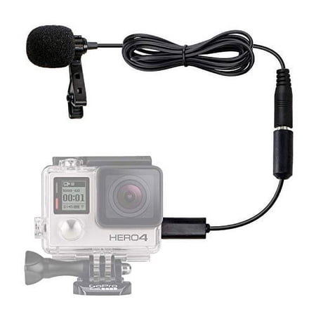 UPC: 0604888901451 | Movo GM100 Clip-on Lavalier Microphone for Compatible with GoPro HERO3  HERO3+ and HERO4 Black  White and Silver Editions – Includes Mic Adapter for Go Pro