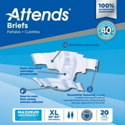 Attends DermaDry Advance Briefs X-Large 58'' - 63'' Bag of 20 - 6 Pack