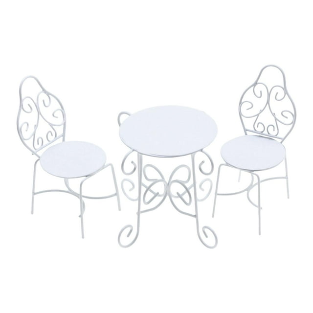 Juego de mesa y sillas de jardín para casa de muñecas, escala 1/12, rústico, elegante, juego de simulación, adornos de jardín de hadas para accesorios