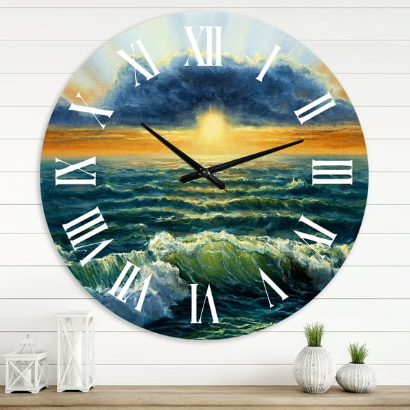 Designart 1 in Quartz Coastal Wall Clock