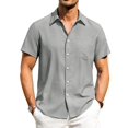thumbnail image 1 of Camisa Alimens & Gentle Linen de manga corta para hombre - Gris claro, 1 of 5