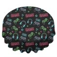 thumbnail image 2 of Game Controller Black Pattern Round Tablecloth 70"x70", Wrinkle Resistant Wipeable Table Cover for Kitchen Dining Room Picnic Patio and Party, 2 of 6