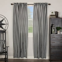 VHC Brands Annie Buffalo Check Cotton Curtain Set, Black/White (2 Panels)