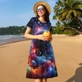 thumbnail image 4 of Easygdp Outer Space Floating Numbers And Letters para Vestido Transpirable de Mujer, Vestido Suelto de Manga Corta con Pliegues y Bolsillos para el Verano, 4 of 6
