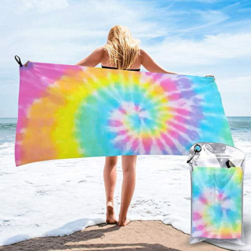 Rainbow Microfibre Beach Bath Lightweight Stripe Towel Holiday Camping Gym 