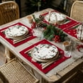 thumbnail image 4 of mubwai Christmas Placemats 12x18 Inch Set of 4, Xmas Trees Snowflakes Winter Seasonal Holiday Farmhouse Kitchen Dining Table Decoration for Indoor Outdoor Dinner Party Décor (Red) GP125-18, 4 of 7