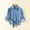 Blue Tennis Long Sleeve, variant on Women's Denim Shirt with Detachable Tie Bow, 3/4 Length Flutter Sleeves, Lightweight Chiffon Capelet Short Jacket