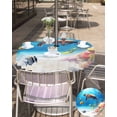 thumbnail image 5 of Hokiten Outdoor Tablecloths with Umbrella Hole & Zipper, Sea Turtle Coastal Round Tablecloths 60 Inch, Summer Beach Coral Ocean Fishes Waterproof Table Cloth, Patio/Pool/Picnic Table Covers, 5 of 7