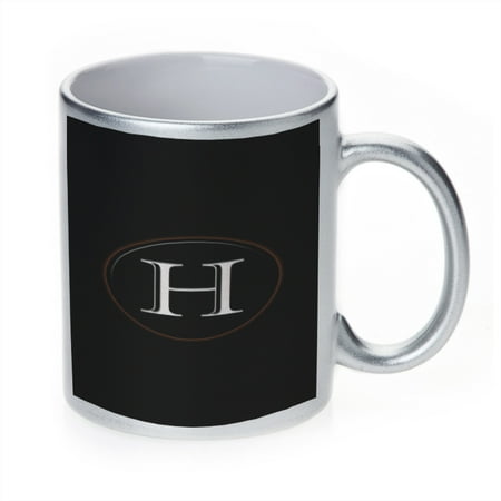 

KuzmarK Silver Sparkle Coffee Cup Mug 11 Ounce - H is for