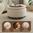 thumbnail image 6 of 30Inch Round Storage Ottoman with Tray, Modern Tufted Fabric Circle Coffee Table with Storage, Upholstered Ottoman with Removable Top for Living Room, Bedroom, Khaki, 6 of 7