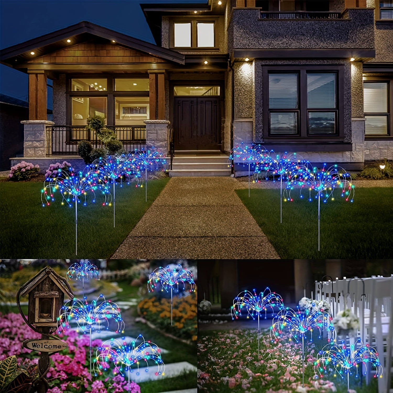 90/150/200 LED Solar Fireworks Lights Outdoor Waterproof Solar Garden Light With 8 Lighting Modes DIY Lawn Lamp For Yard Pathway Decor