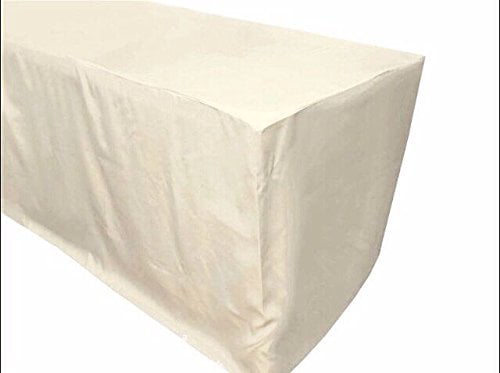 5' ft Fitted Polyester White Table Cover Trade show Booth DJ Tablecloth Wedding 