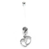 Yesbay Women Baby Feet Flexible Bar Pregnancy Maternity Belly Navel Ring Body Piercing
