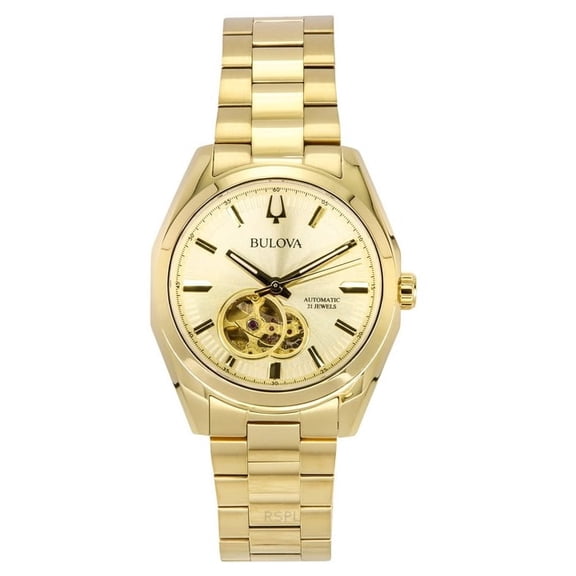 Bulova Surveyor Men's Gold-Tone Stainless Champagne Dial Automatic Watch 97A182