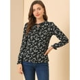 thumbnail image 3 of INSPIRE CHIC Blouse à Manches Longues Col Rond à Volants avec Nœud Floral pour Femmes, 3 of 6