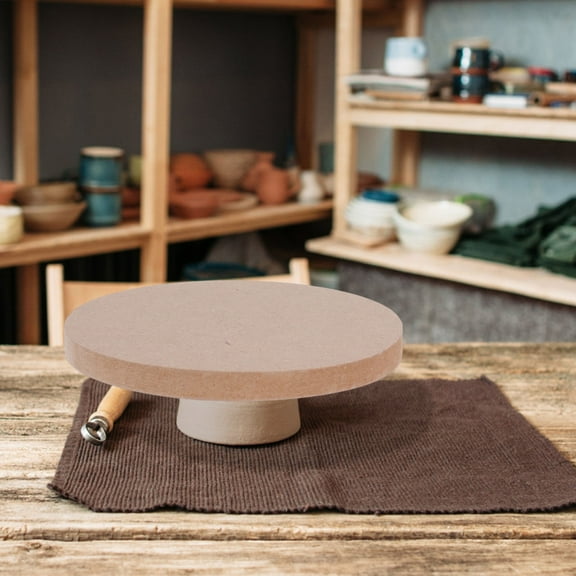 HONMEET 3pcs Khaki Round Pottery Tools Set for Beginners and Experienced , Wood Material Crafting Kit