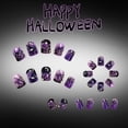 thumbnail image 4 of Purple Glitter Witch Halloween Press On Nails Medium 24Pcs, Spooky Web Star Pattern Fake Nails with Rhinestones, Reusable False Nail Tips for Women, Party Artificial Nails Set, 4 of 9