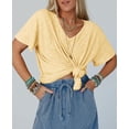 thumbnail image 7 of Womens Oversized Tshirts Knit V Neck Short Sleeve Tunic Tops Summer Casual Loose Fit Tee Shirts, 7 of 7