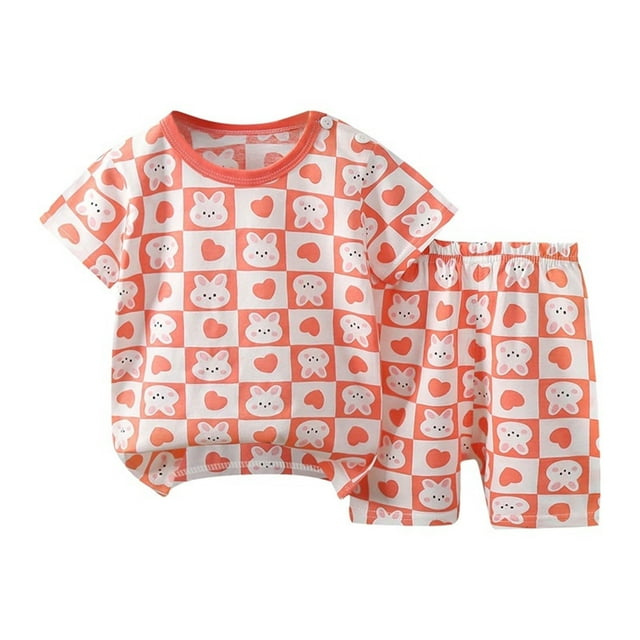 Odeerbi 6M-6Y Niños Niñas Día de San Valentín Conjuntos Verano Algodón Manga Corta Top Pantalones Cortos Pijama de Dos Piezas. Juego de Dos Piezas