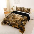 thumbnail image 2 of Manfei Fall Leaves Print Queen Comforter Set,Rustic Deer Comforter Sets Queen,Brown,Black Reversible,3pcs,1 Comforter and 2 Pillowcases, 2 of 7
