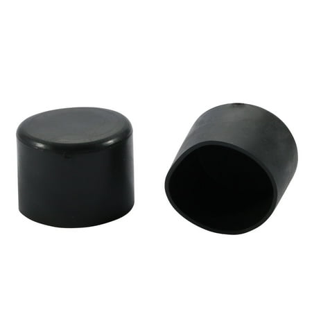 2pcs 35mm Dia Black PVC Rubber Round Plug Chair Leg Insert Caps Cover Protector