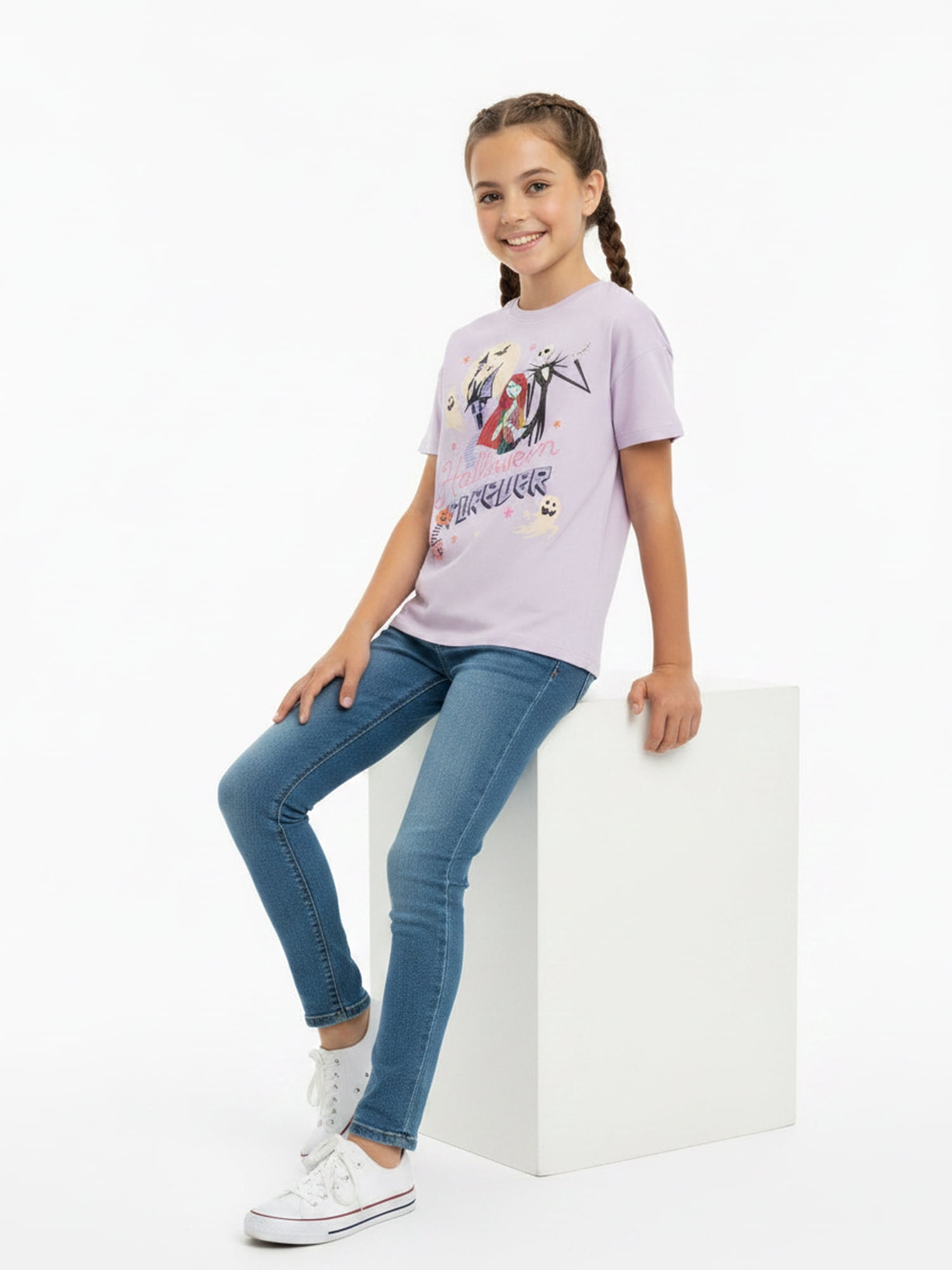 The Nightmare Before Christmas Girls' Graphic Tee with Short Sleeves, Sizes 4-16