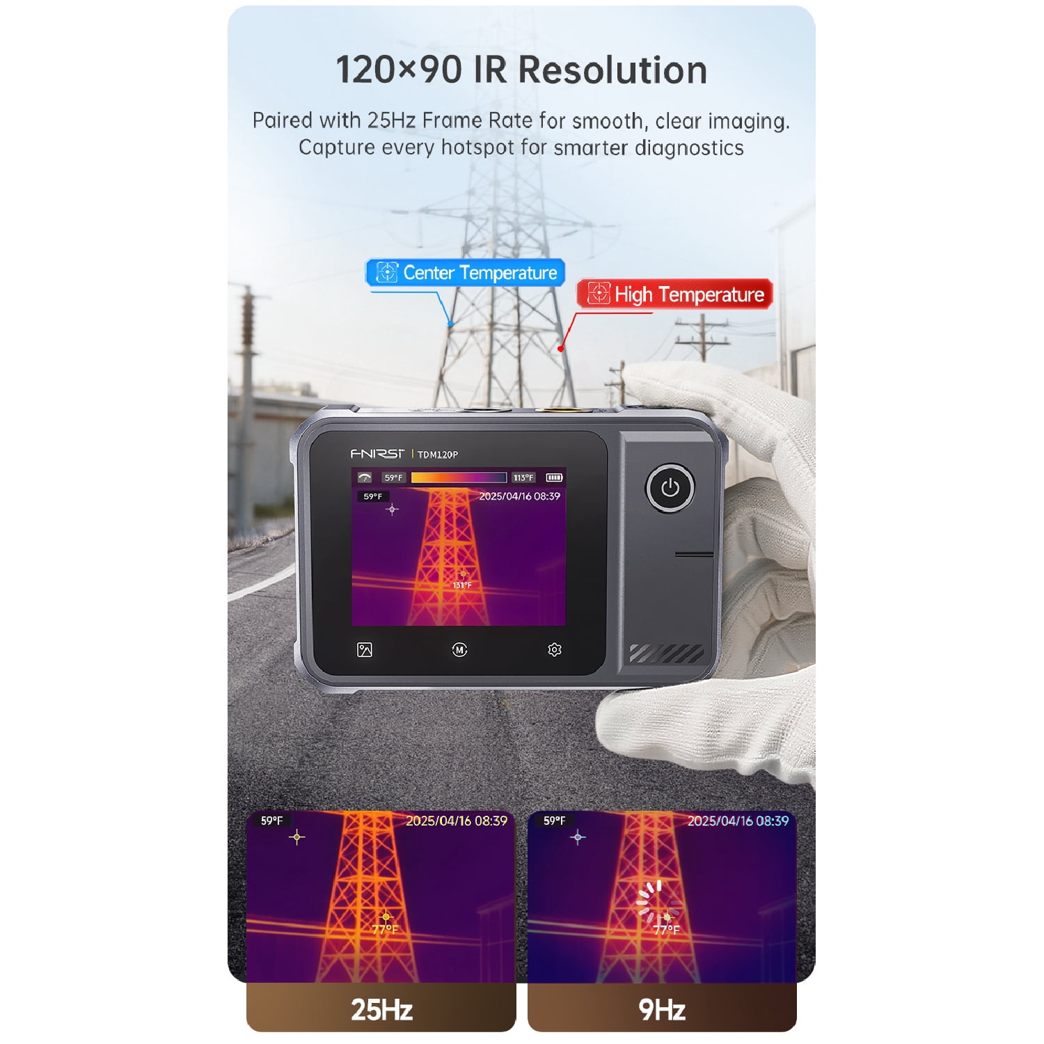 FNIRSI 2-in-1 Touchscreen Thermal Imager Multimeter, 120x90 IR Resolution, 2.8" LCD Screen, -4 ° F to 752 ° F Temperature Range for Electrical HVAC Inspection