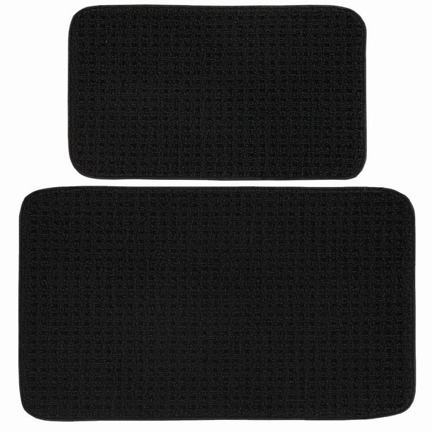 Garland Rugs Herald Square Solid Print Solid Black Kitchen Mats, 24 in