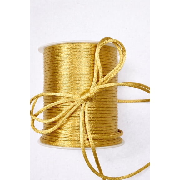 Sedona Designz 2mm Satin Rat Tail Cord String – 100 Yards Roll – Smooth Shiny Nylon Cord for Jewelry Making, Crafts & Decorations - Gold