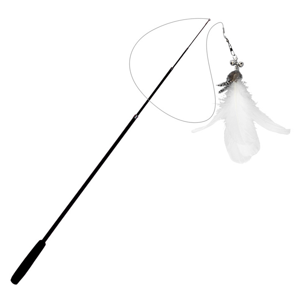 Cat Wand Toy Flexible Retractable Fake Feather Cat Stick Toy Kitten