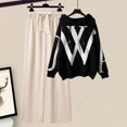 thumbnail image 3 of -Conjunto de dos piezas para mujer, suéter informal de edición coreana, pantalones de pierna ancha ajustados y adelgazantes, otoño/invierno, 2024, 3 of 4