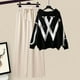 thumbnail image 3 of -Conjunto de dos piezas para mujer, suéter informal de edición coreana, pantalones de pierna ancha ajustados y adelgazantes, otoño/invierno, 2024, 3 of 4