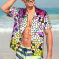 thumbnail image 7 of Disketp Hawaiian Shirts For Men,Colorful Tie Dye Stained Glass 3 Print Mens Casual Short Sleeve Button Down Shirts Beach Shirt, 7 of 7