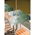 thumbnail image 2 of Square Outdoor Tablecloth with Umbrella Hole Sage Green Beach Outside Table Cloth Waterproof Patio Table Cover Farmhouse Coastal Ombre Sea Waves Art Zipper Tablecloths for Picnic Camping 54x54 Inch, 2 of 8